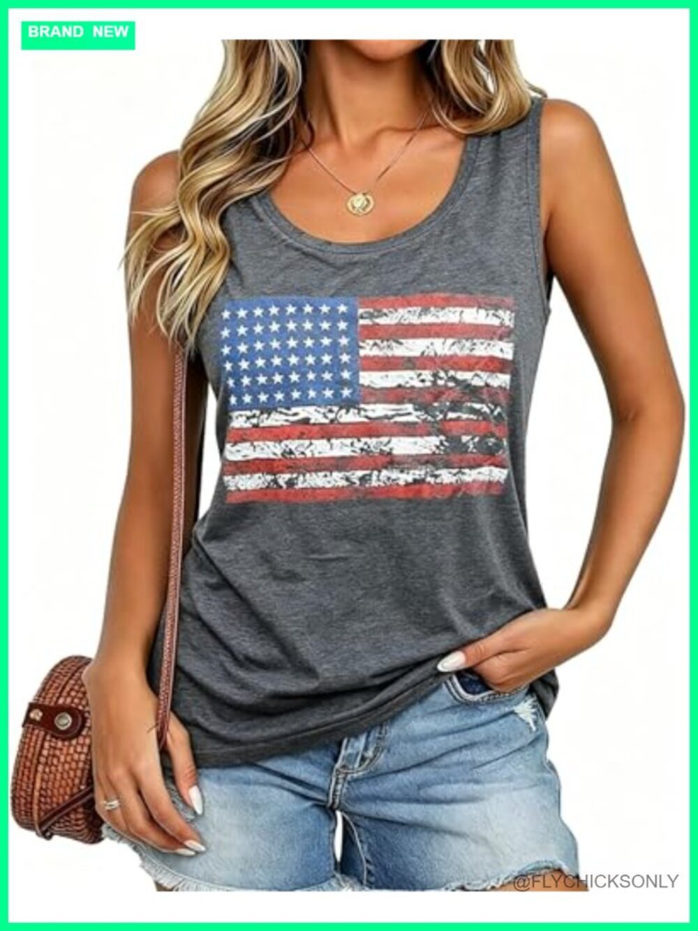 American Flag Tank Top - Patriotic Sleeveless Tee for Women